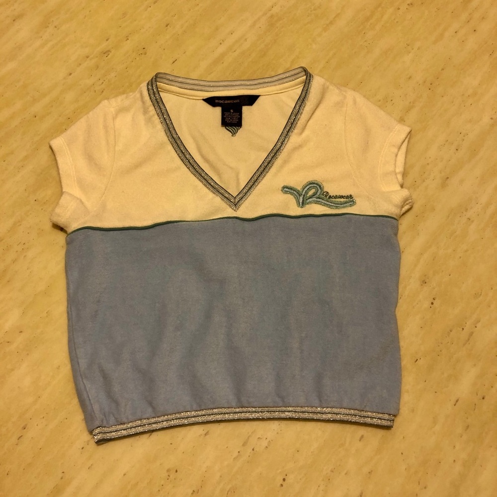 New Rocawear Colour Blocked V-Neck Towel Tee S